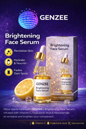 GENZEE Brightening Face Serum 30ml – Vitamin C, Hyaluronic Acid & Niacinamide, Hydrating & Dark Spot Reducing Skin Care for Radiant Glow