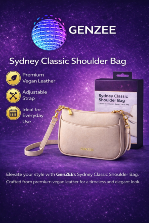 GENZEE Sydney Classic Shoulder Bag – Premium Vegan Leather Handbag with Adjustable Strap, Elegant Crossbody Bag for Women (Beige)